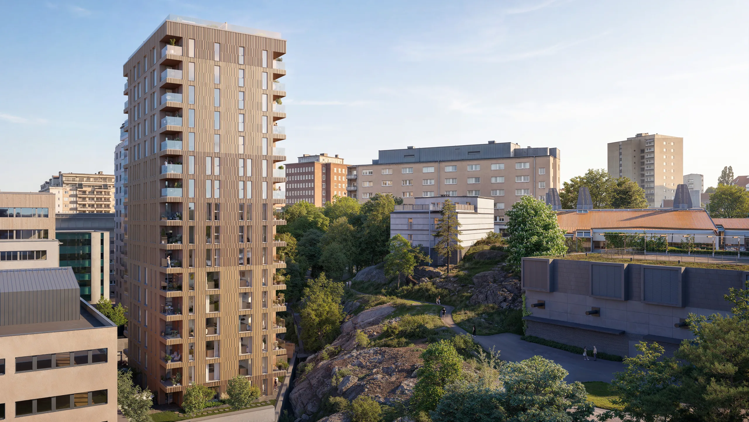 Ekedalsterrassen intill parkstråket vid Lindhagensplan